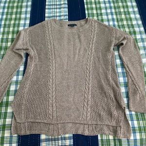 American Eagle Outfitters Beige Knit Sweater Boat Neck High Low